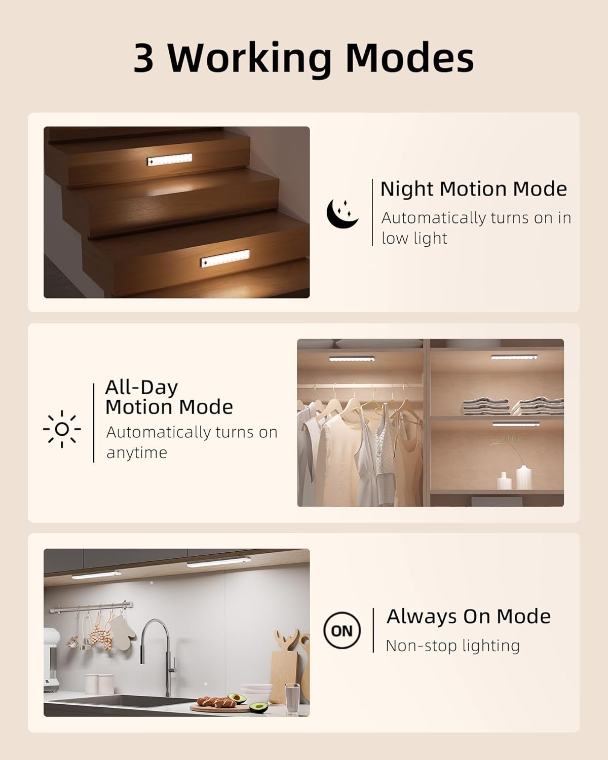 EZVALO 6-Pack Under Cabinet Lighting with Charging Station, 2000mAh Rechargeable Wireless Motion Sensor Lights, 3 Color Temps, Dimmable, Timer, Magnetic, with Remote Control for Kitchen, Closet, Stair