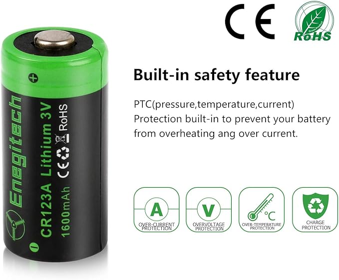 Enegitech CR123A 3V Lithium Battery, 123 Lithium Batteries 3 Volt 1600mAh - Image 3