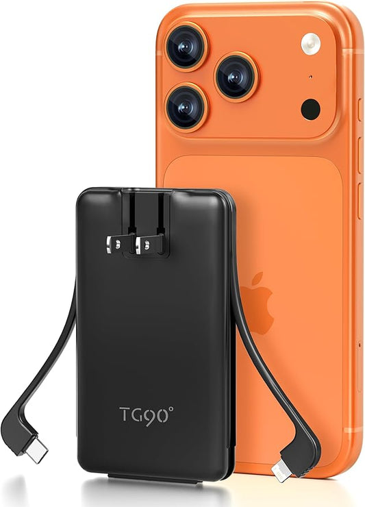 TG90° Ultra Slim 5000mAh Portable Charger Built-in Foldable AC Wall Plug and by TG90%C2%B0