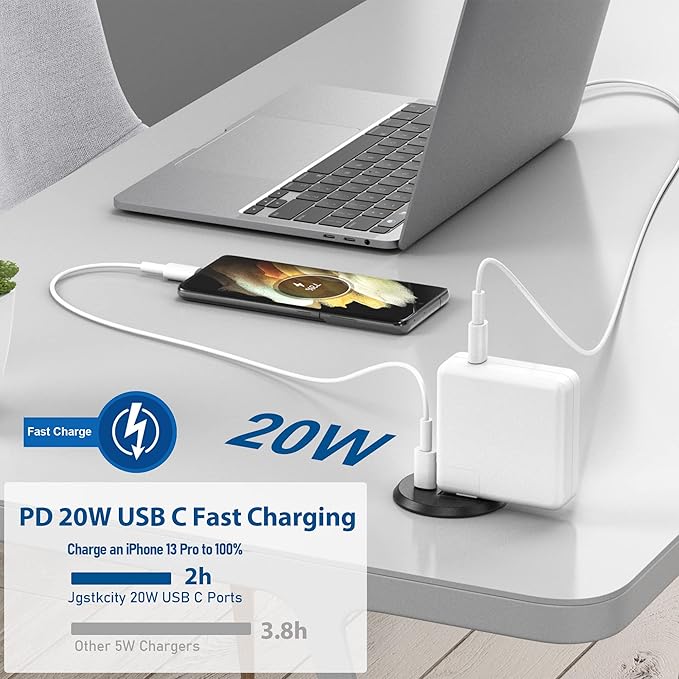 Desktop Power Grommet, 2 inch, USB C PD 20W Fast Charging Station, Desk Hole - Image 3