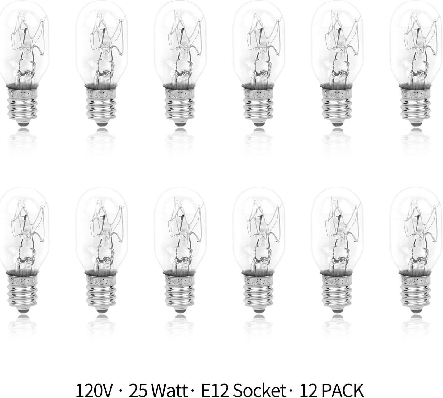 Betus Original Replacement Long Lasting 25 Watt Dimmable E12 Socket Warm White Household Salt Lamp Bulb Candle Warmers - Value Pack of 12