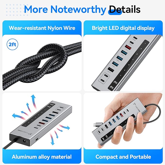 TobenONE Powered USB C Hub, 11-in-1 10Gbps USB C Splitter - Image 8