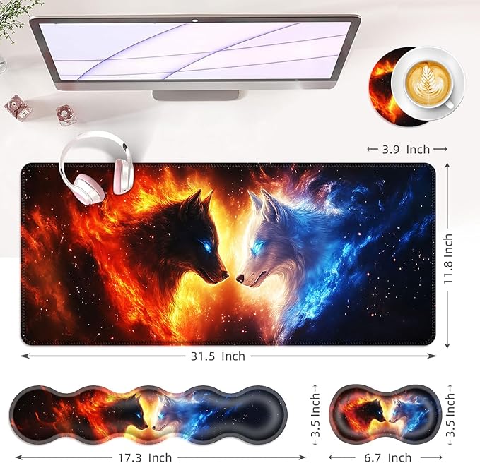BFUKVOU Large Keyboard Mouse Pad Set, Extended Mouse Pad+Keyboard Wrist Rest - Image 6