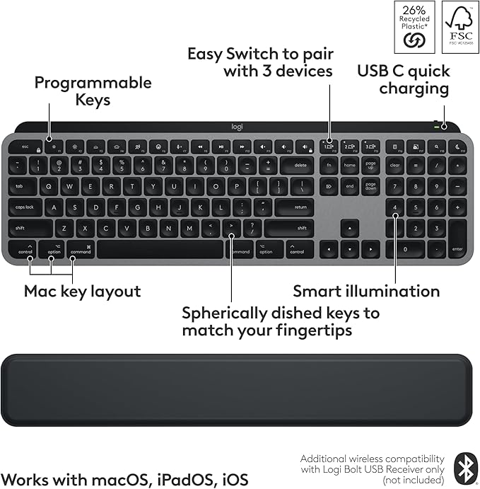 Logitech MX Keys S Combo for Mac, Wireless Keyboard and Mouse - Image 11