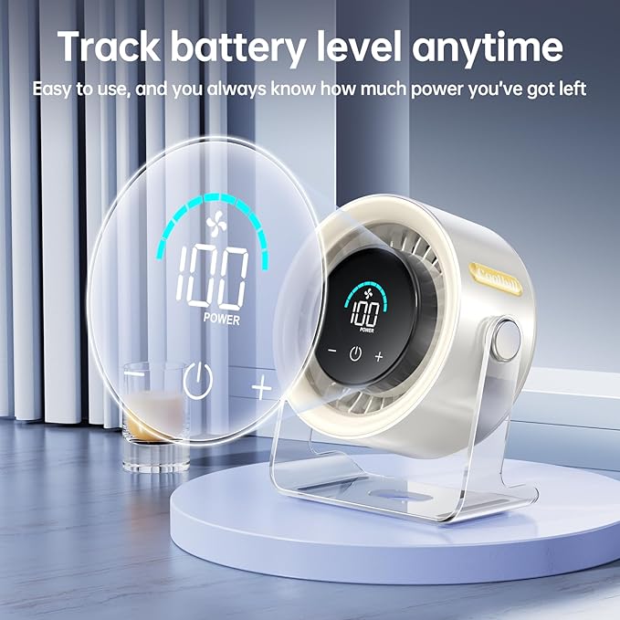 Coolhill USB Desk Fan for Bedroom: 100 Speeds Digital Display Quiet Table Fan - Image 7