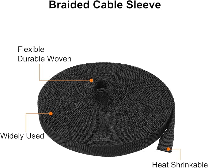 MECCANIXITY Braided Cable Sleeves Heat Shrinkable Fabric Sleeving, 1/4" 33ft - Image 4