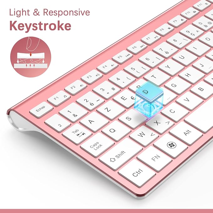 J JOYACCESS Wireless Keyboard Mouse Combo, Typewriter Keyboard Wireless - Image 5