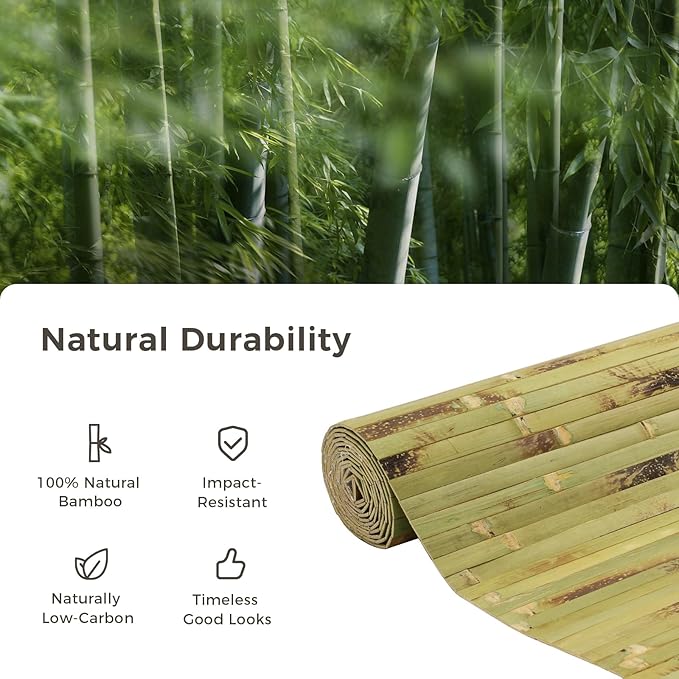 OUZUGIE 1 Pack 96x24 Inch Natural Bamboo Wall Panel – Green Burned Pole Wrap - Image 7