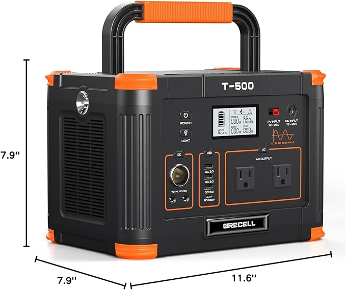 Portable Power Station 500W, 519Wh Outdoor Solar Generator Backup Battery Pack - Image 10
