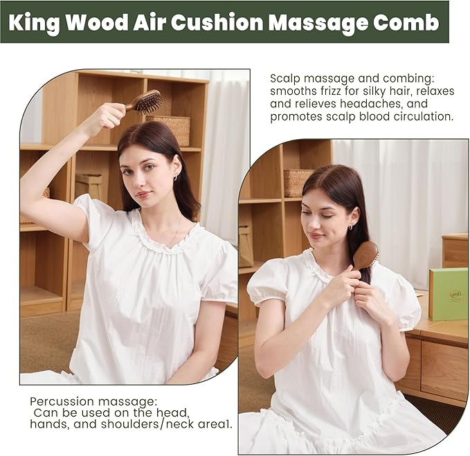 4-in-1 Wooden Gua Sha Facial Tools & Hair Detangler Brush Set – Manual Guasha - Image 6