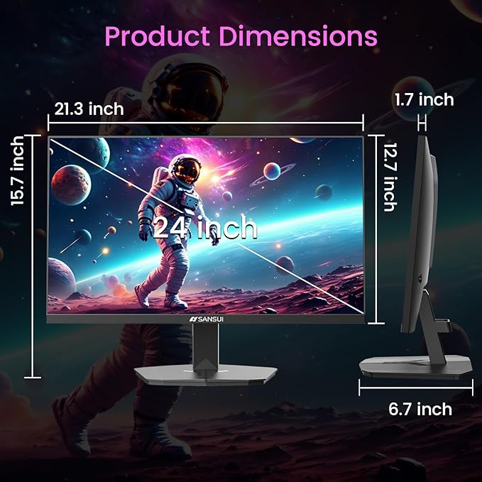 SANSUI 24 Inch Gaming Monitor 160Hz FHD 1080P Computer Monitor, FreeSync 1ms - Image 6