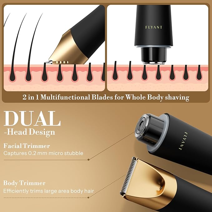 Bikini Trimmer for Women, Flyant 2 in 1 Electric Shaver for Women, Pubic Hair - Image 2