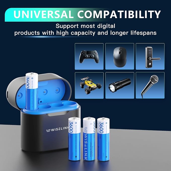 8-Pack Rechargeable AA Batteries Lithium - Image 7