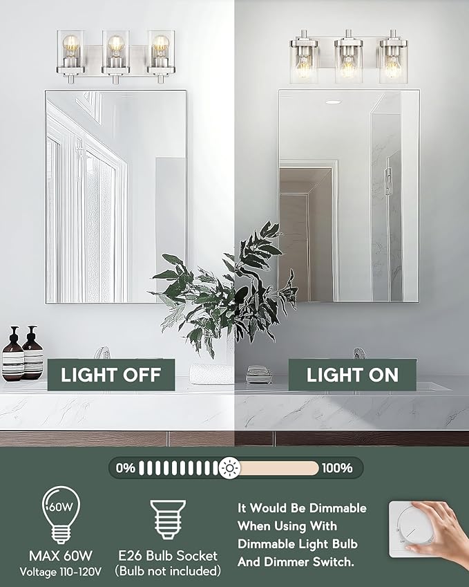 METWET Bathroom Light Fixtures, 3-Light Vanity Light - Image 7