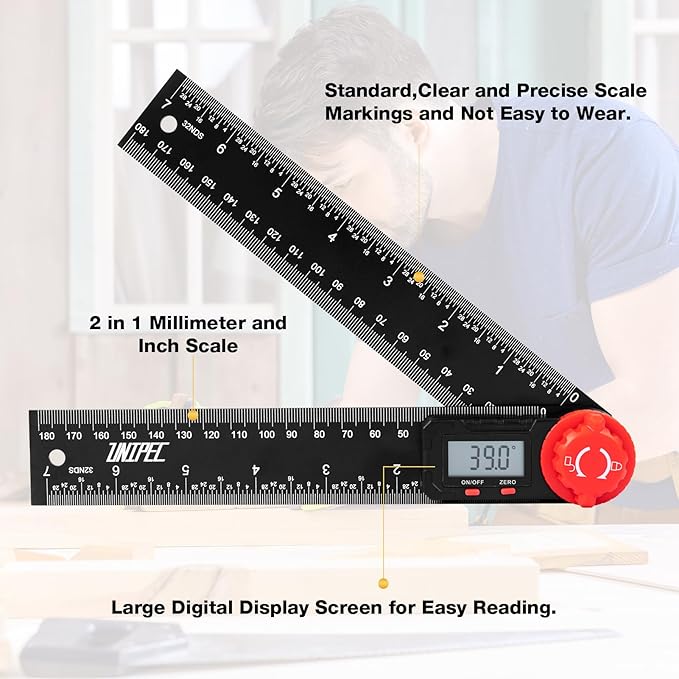 UNIPEC Digital Angle Finder Protractor, Angle Finder Ruler, 7inch 200mm - Image 7