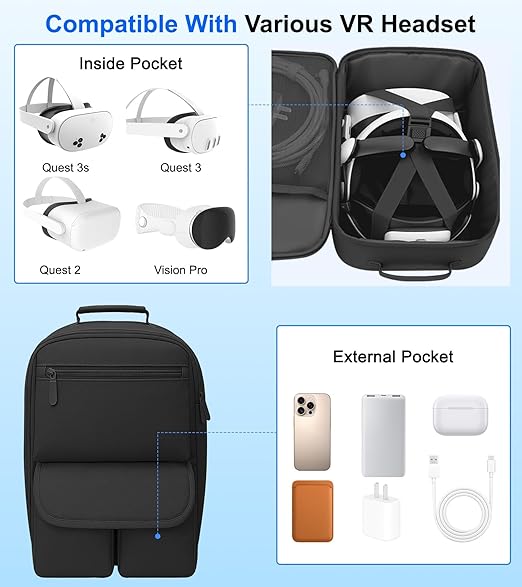 YRXVW Large Carrying Case for Meta Quest 3S/3/2, Compatible - Image 2