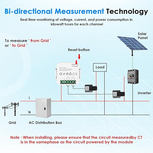 Smart Home Energy Monitor 2×80A, Dual-Channel Real-Time Electricity Usage - Image 5