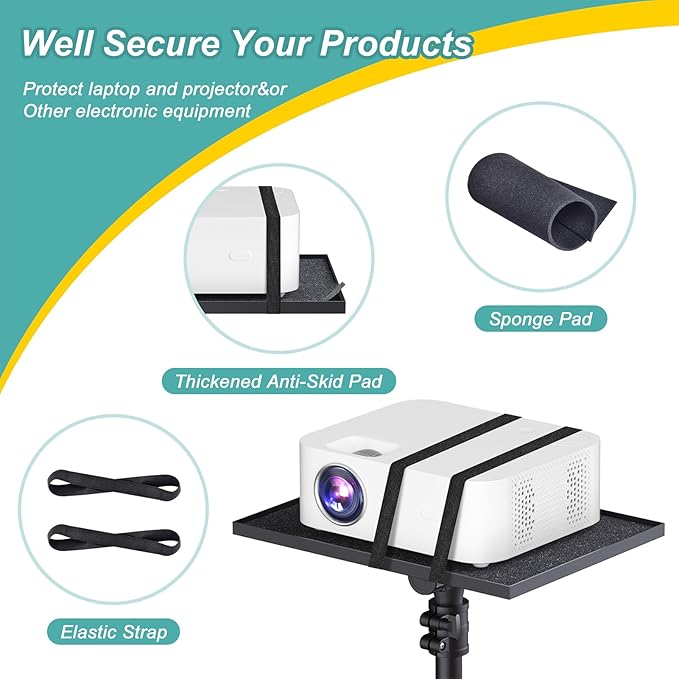 Facilife 2 Shelves Projector Stand Tripod, Height Adjustable Max 64", Mobile - Image 6