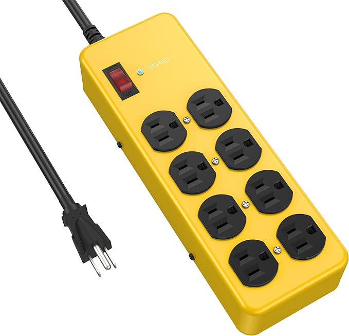 Heavy Duty Power Strip, Industrial Heavy Metal Case Surge Protector, 8 AC - Image 7