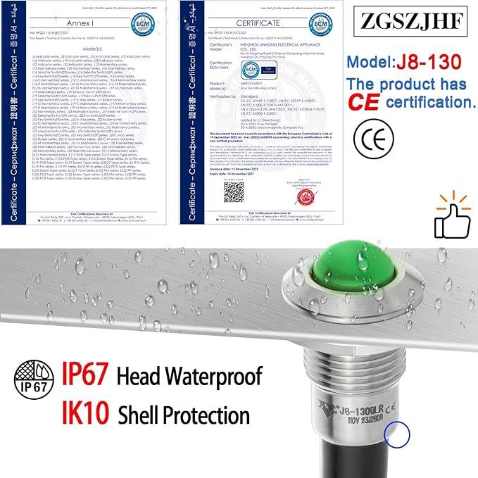ZGSZJHF 8mm Indicator Light 0.31" Waterproof IP67 Metal Stainless Steel Signal - Image 3
