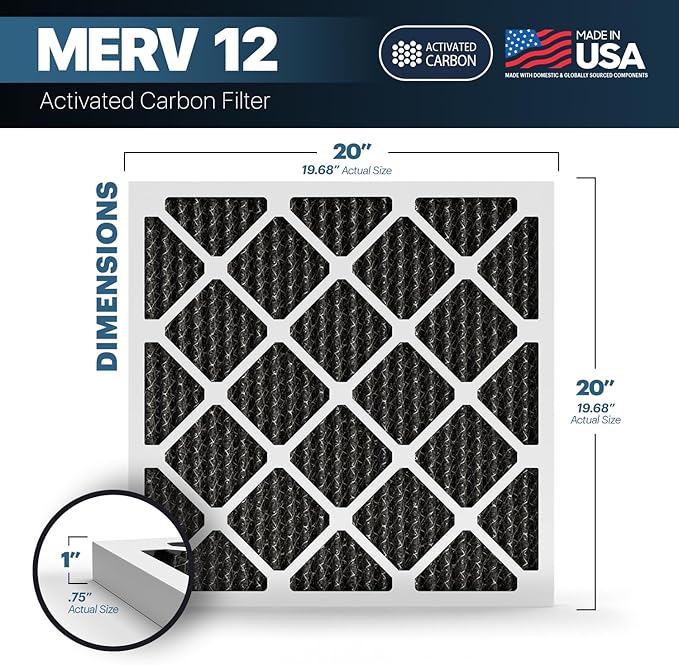 BNX TruFilter 20x20x1 MERV 12 Odor Defense AC Furnace Air Filter - Image 2