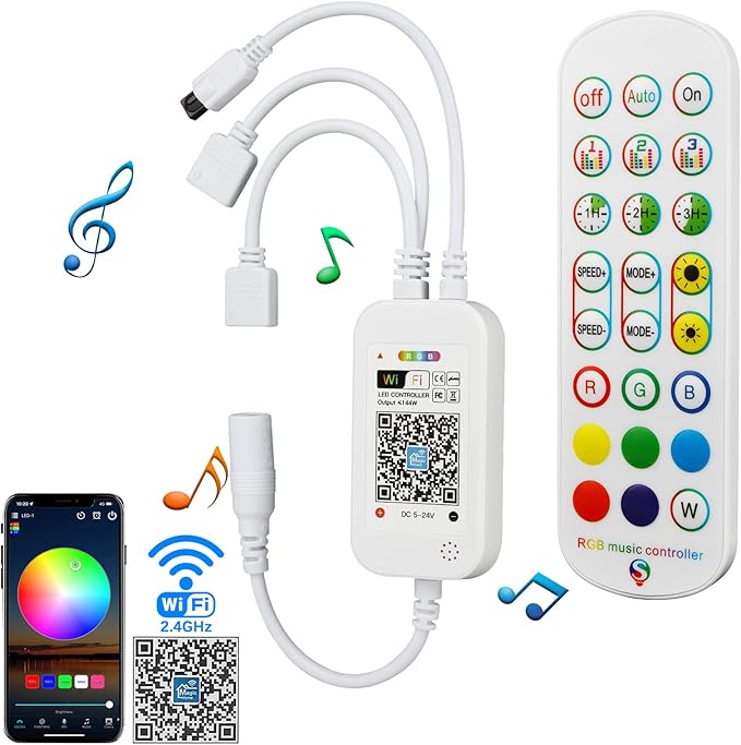 RGBZONE 2.4GHz WiFi LED Controller, IR Wireless Remote Control, 2-Ports Smart by RGBZONE