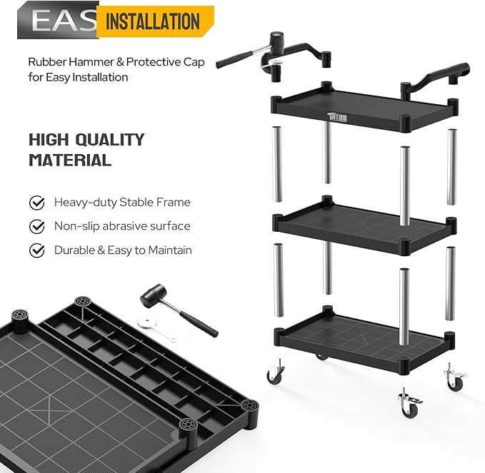 TUFFIOM 3-Tier Plastic Service Utility Cart - Image 5