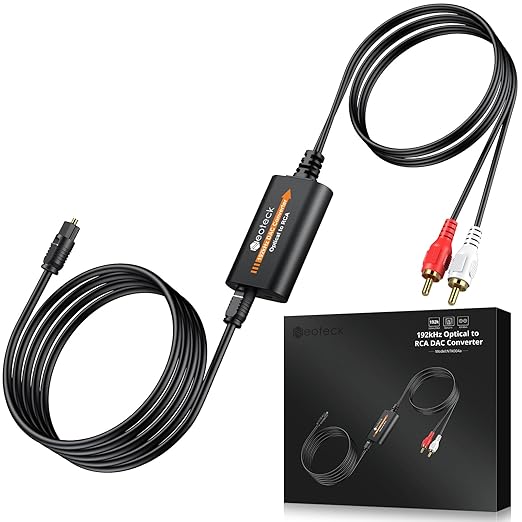 Neoteck 192kHz DAC Converter 7ft/2.1m Optical to RCA Cable SPDIF to RCA Digital by Neoteck
