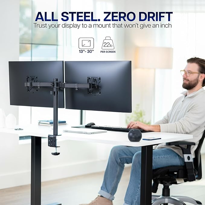 VIVO Dual Monitor Desk Mount, Holds 2 Computer Screens up to 30 inches and - Image 2