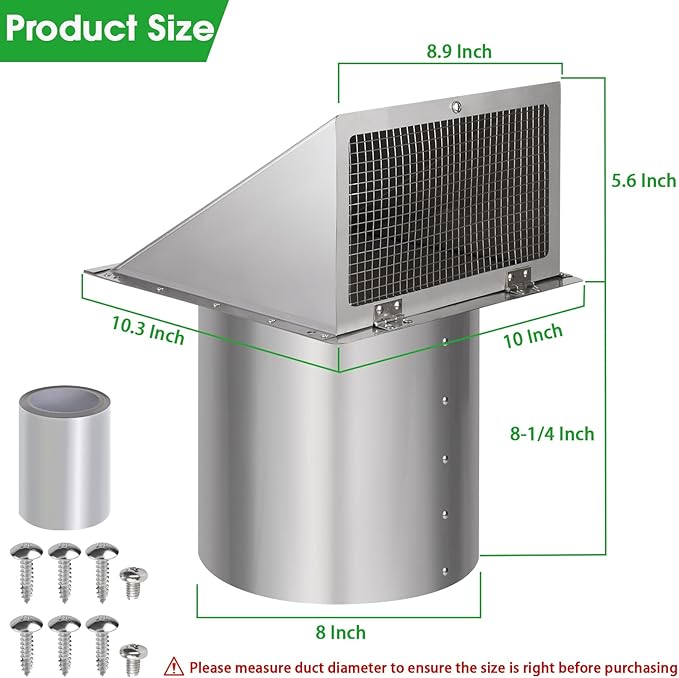 8 Inch Wall Vent, Hooded Wall Vent - Image 2
