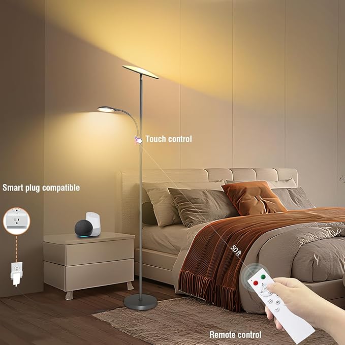 marctronic Gray Floor Lamps for Living Room, 44W/4500LM Super Bright 2 in 1 LED - Image 4