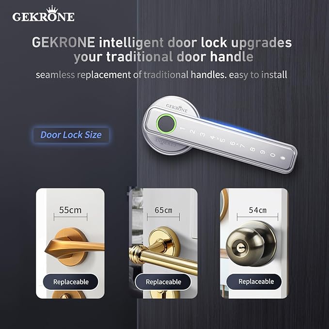 GEKRONE Fingerprint Smart Lever Lock TUYA APP Control Keyless Entry Bluetooth - Image 7