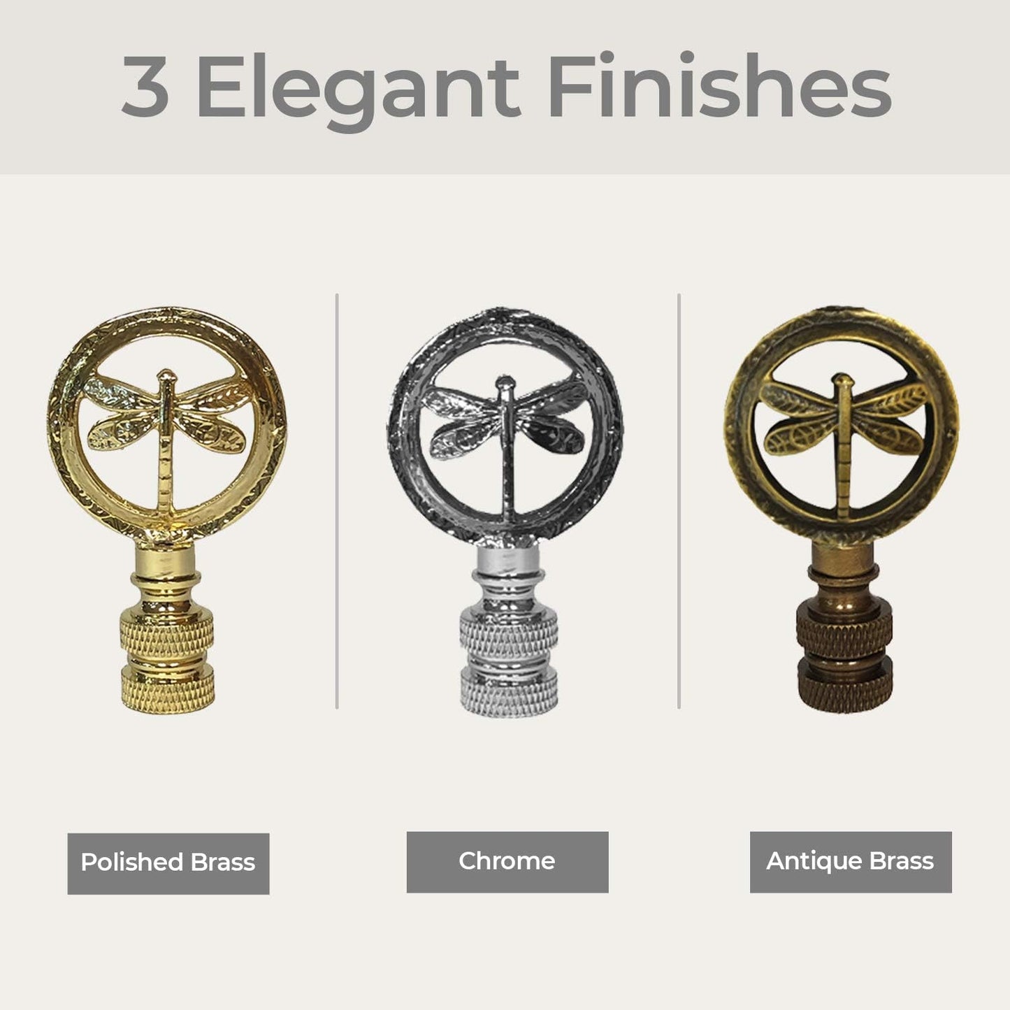 Royal Designs, Inc. Decorative Dragonfly Lamp Finial, F-5093-AB-1, Antique Brass