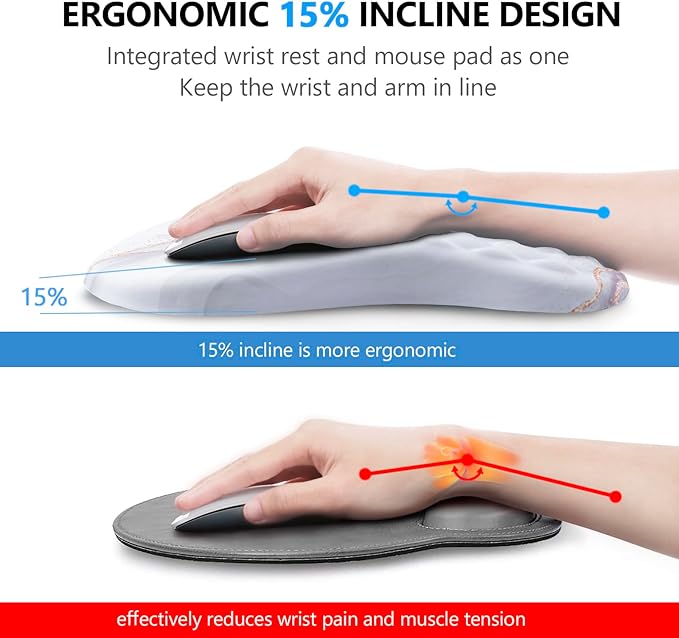 Mouse Pad Wrist Support, Laokiiy 2 in1 Keyboard Wrist Rest+ Ergonomic Mouse Pad - Image 2