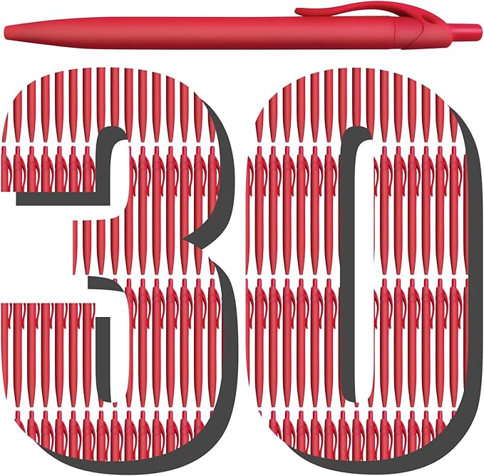 Aozora Pens Bulk 30 Pack Red Click Pens No Bleed Wholesale Retractable by Aozora