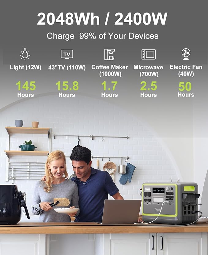 FOSSiBOT F2400 Portable Power Station 2400W, 2048Wh LiFePO4 Battery Solar - Image 2