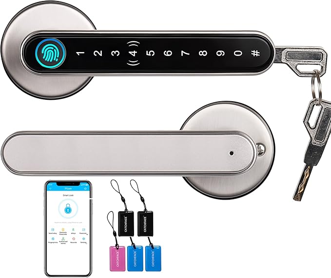 Smart Lock CATCHFACE Fingerprint Door Handle 5-1 Keyless Entry Door Lock by CATCHFACELOCK