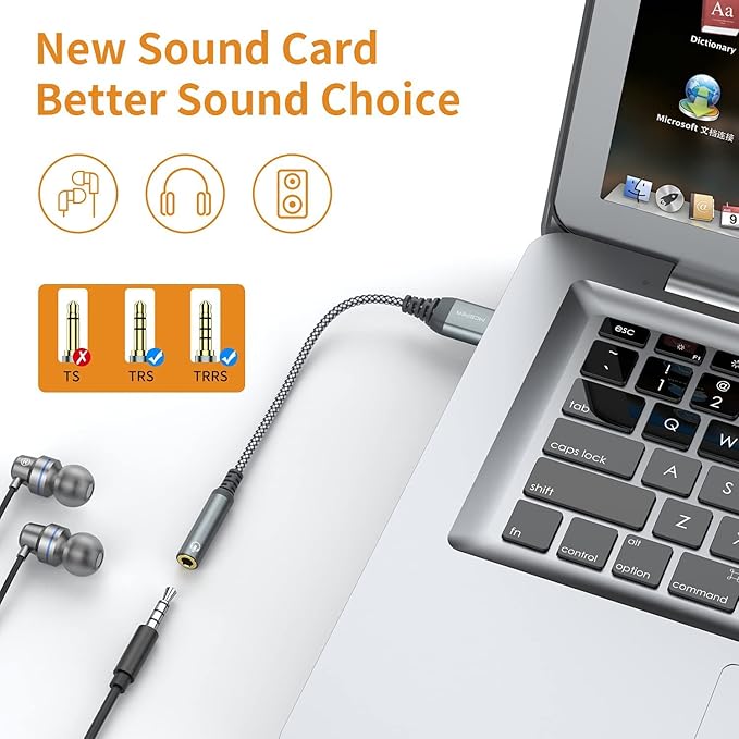 MCSPER 2-Pack USB to 3.5mm Jack Audio Adapter, External Sound Card USB-A to - Image 2