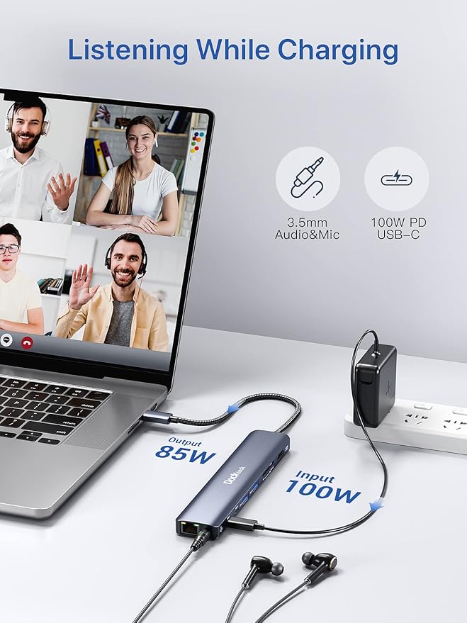 Dockteck 9-in-1 USB-C Hub: HDMI 4K@60Hz, 100W PD, 2x USB-A 5 Gbps, SD/TF Card - Image 6