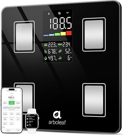 Arboleaf Smart Scale with BMI, Body Fat, Muscle Mass, Digital Bathroom Scale by arboleaf