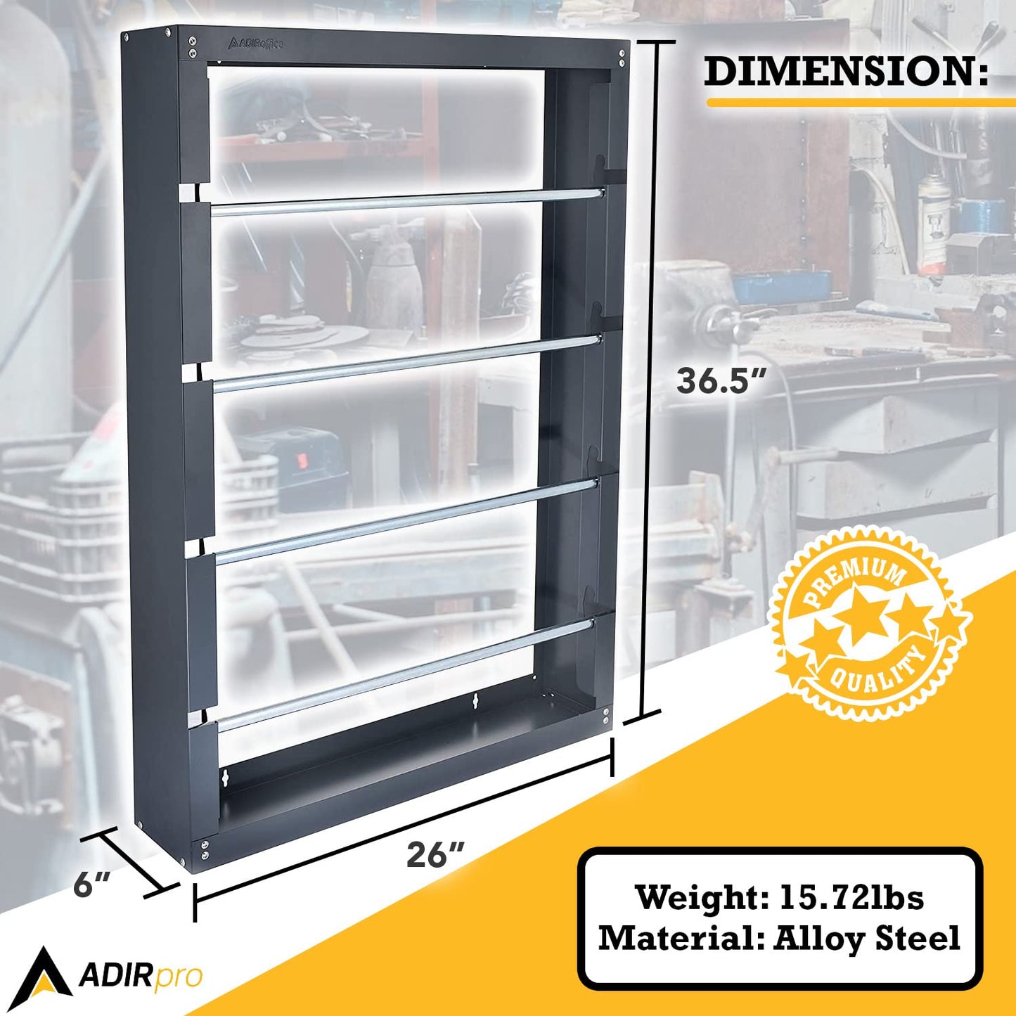 AdirPro Wire Spool Rack - Superior Strength Wire/Cable Dispenser - Conduit Display & Storage for Electrical Industrial & Retail Use (4 Rods, Grey)
