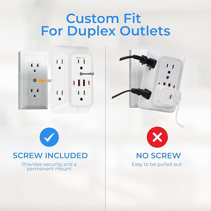 Wall Mount Power Strips Wall Charger 6 Outlet Extender 4 USB Ports and Night - Image 9