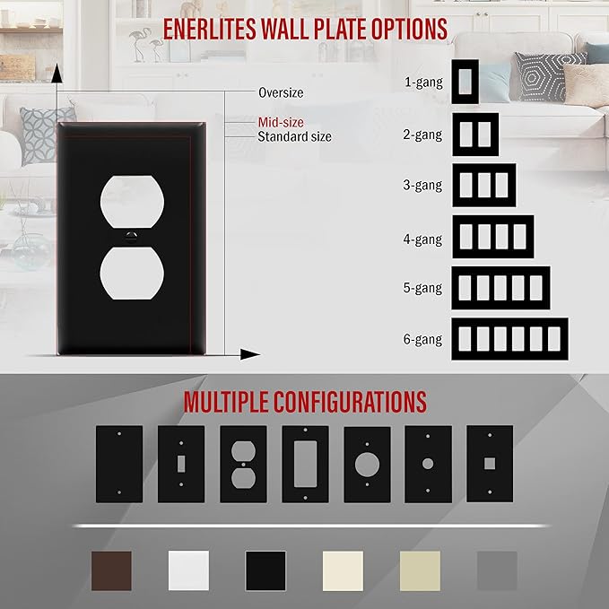 ENERLITES Mid-Size Duplex Receptacle Wall Plate, Electrical Outlet Covers - Image 3