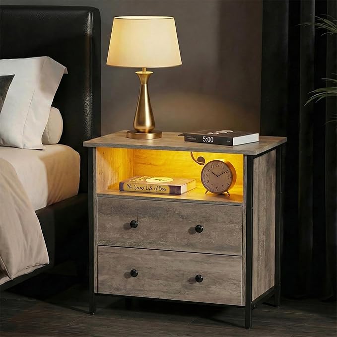 Tykacna 27 Inch Wide Night Stand, Large Wood Night Stand - Image 8