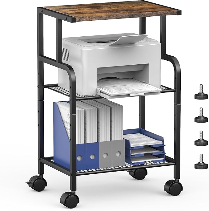 Alexayhome Printer Cart with Wheels, Small Printer Stand with Storage, Printer by Alexayhome