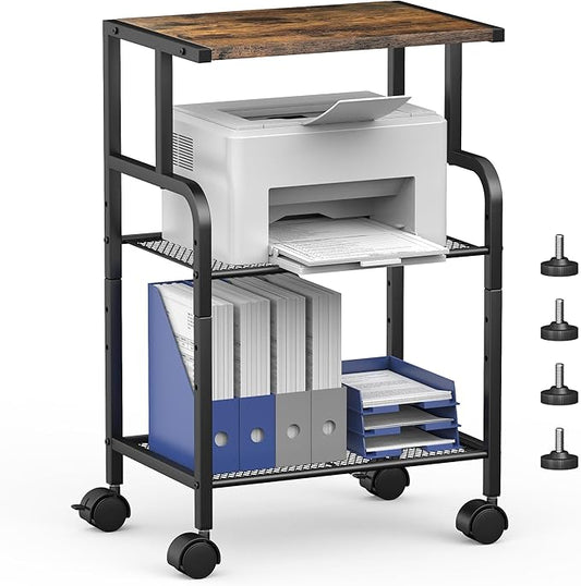 Alexayhome Printer Cart with Wheels, Small Printer Stand with Storage, Printer by Alexayhome