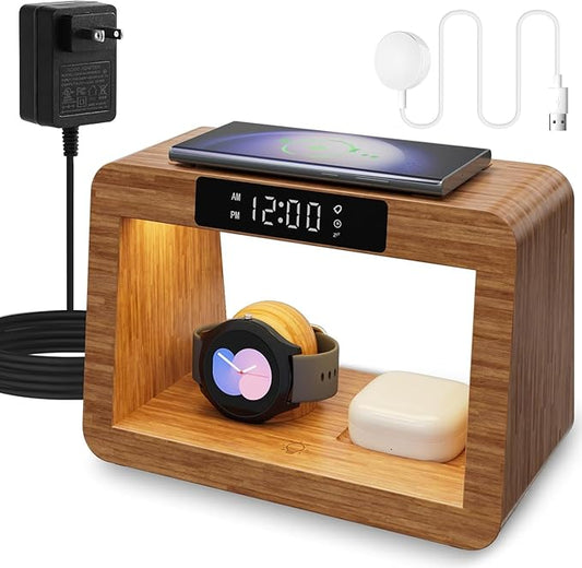 Bamboo Wireless Charging Station, 3 in 1 Charging Station by OTESS