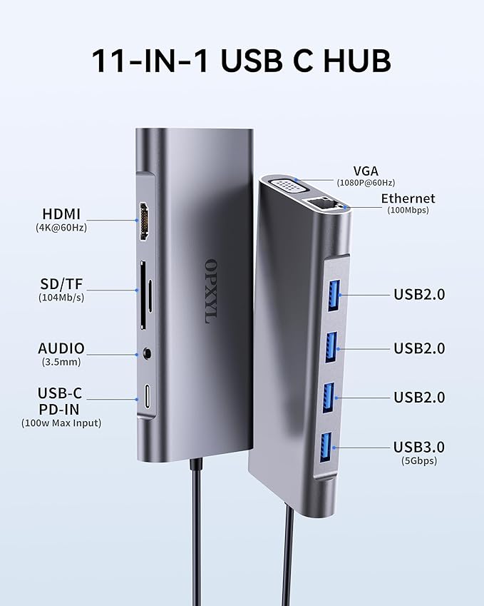 OPXYL 11-in-1 USB C Hub Multiport Adapter, USB C Docking Station - Image 2