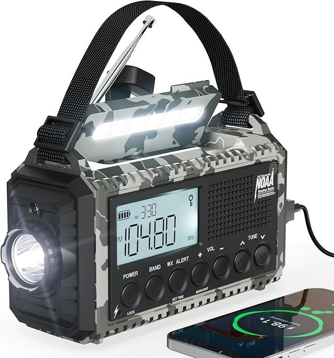 Mesqool Emergency Radio AM/FM/SW/NOAA Weather Radio, 12000 Battery Powered by Mesqool