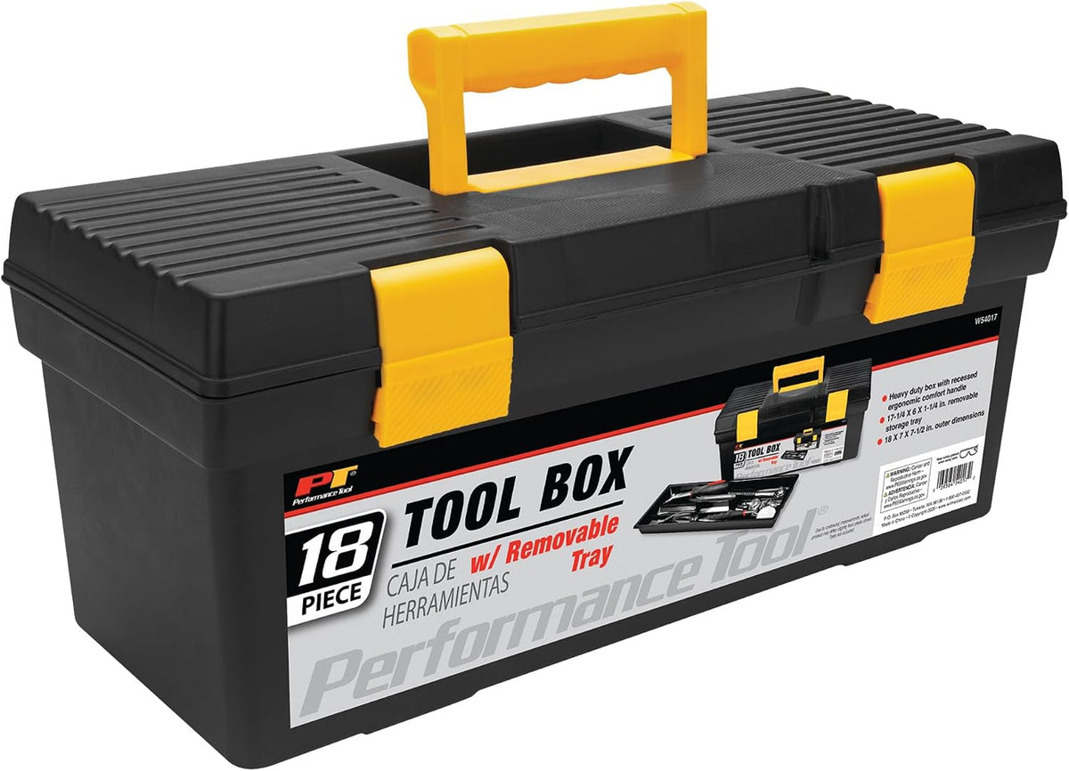 performance tool w54017 18-inch plastic box with handle, main product view